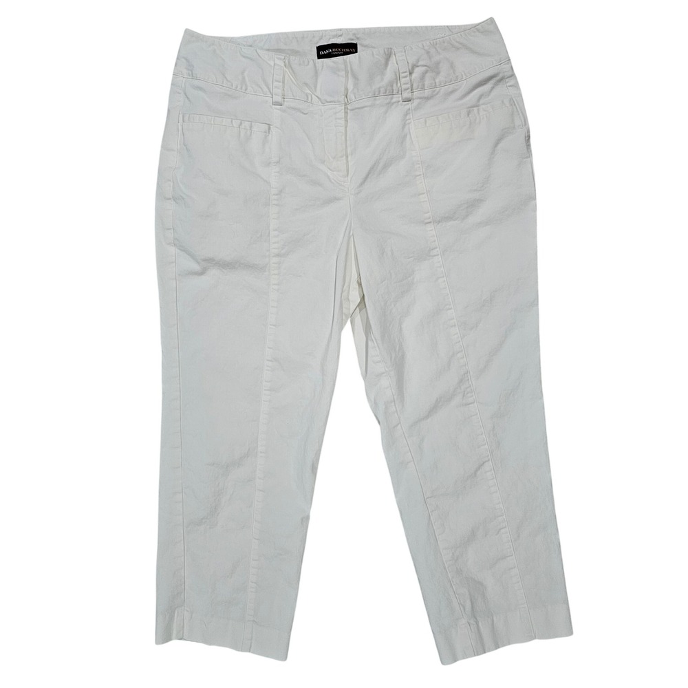 Dana Buchman Signature Womens 12 White Cropped Pants Straight Leg Casual